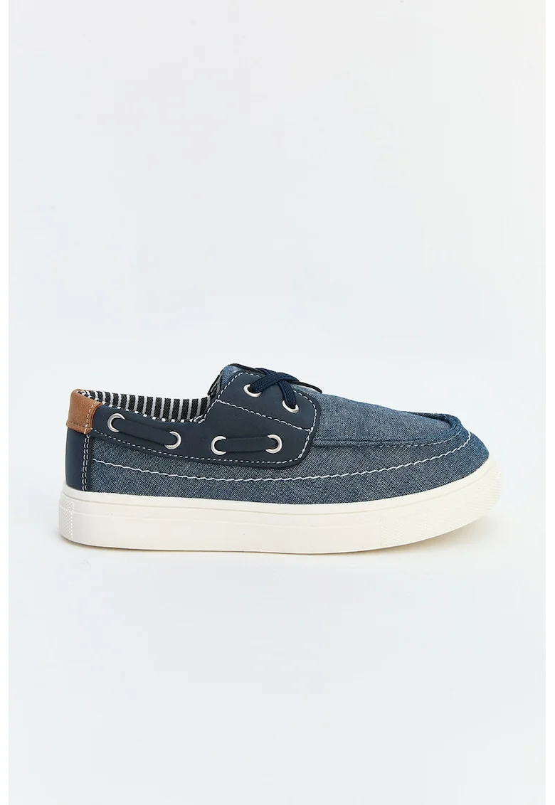 Pantofi boat slip-on de denim, Albastru melange