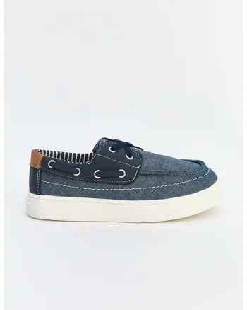 Pantofi boat slip-on de denim, Albastru melange