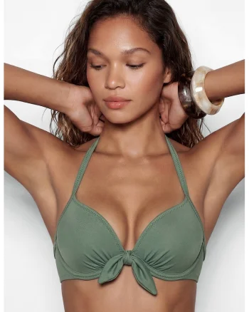 Sutien push-up de baie cu detaliu funda, Verde feriga