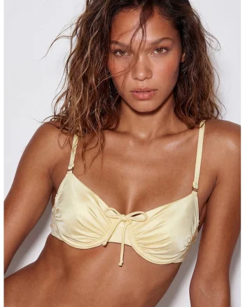 Sutien balconette de baie cu funda, Galben pal