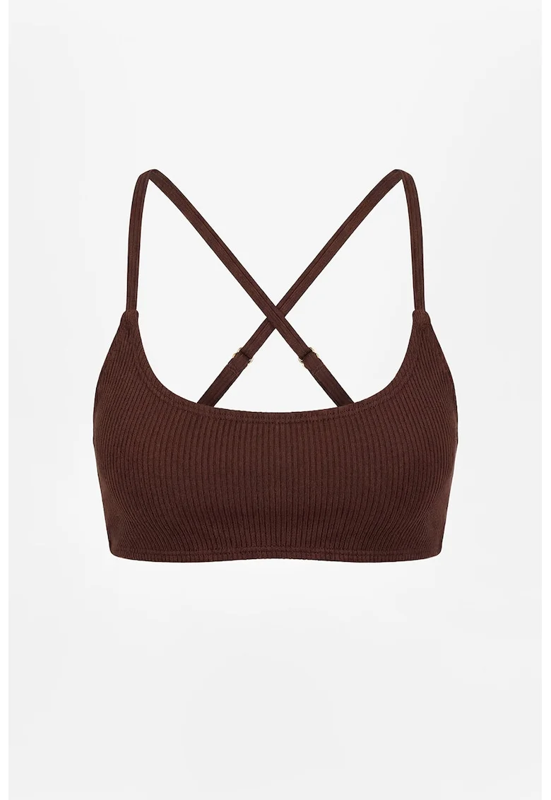 Sutien de baie cu aspect texturat, Maro inchis