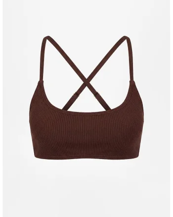 Sutien de baie cu aspect texturat, Maro inchis