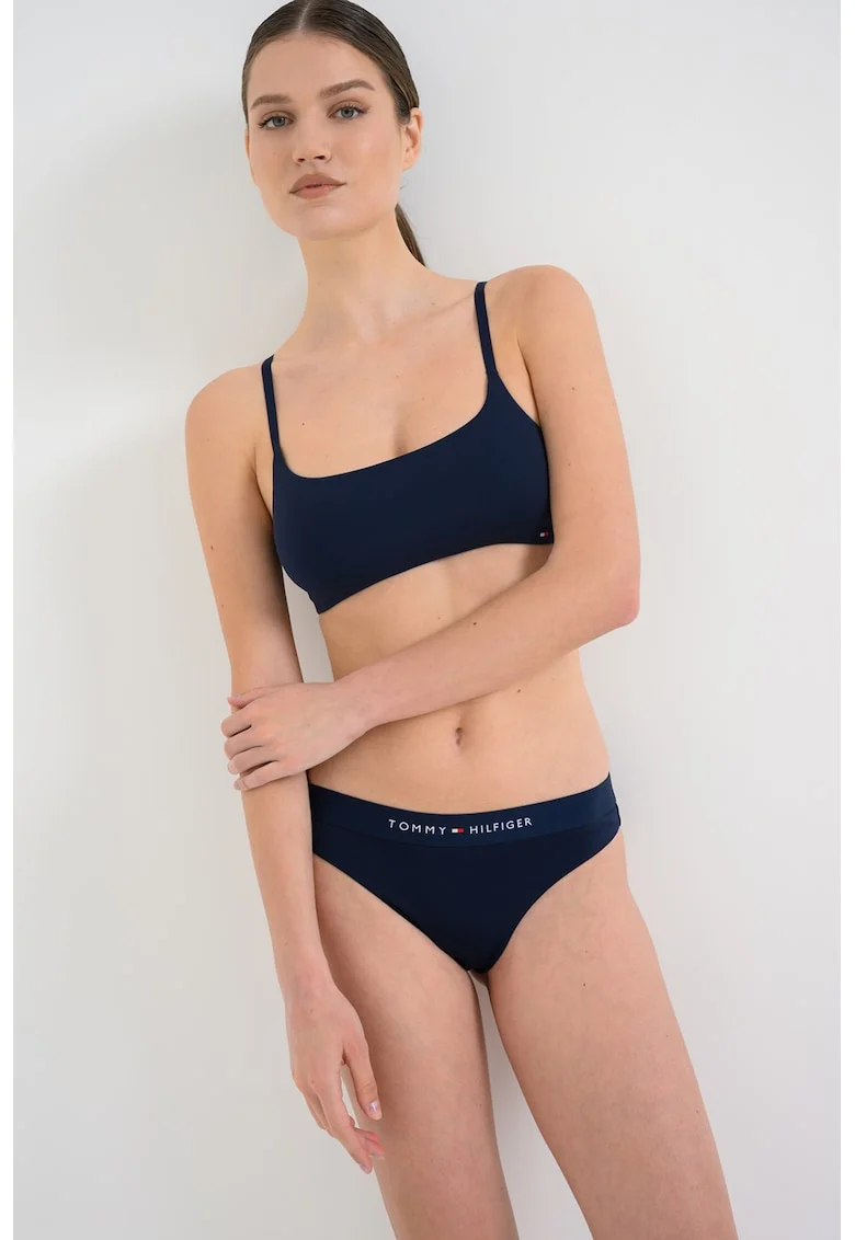Slip brazilian cu banda logo, Bleumarin