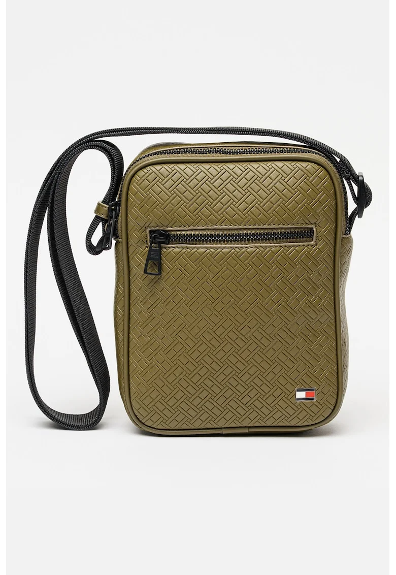 Geanta crossbody de piele ecologica, Negru/Kaki