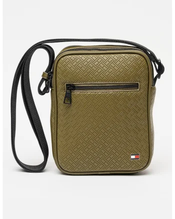 Geanta crossbody de piele ecologica, Negru/Kaki