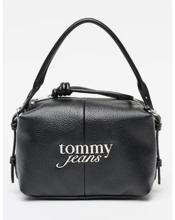 Geanta crossbody cu logo metalic, Negru