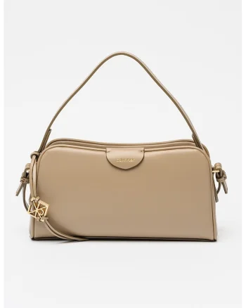 Geanta crossbody de piele ecologica cu bareta ajustabila, Maro taupe