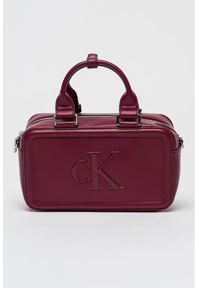 Geanta crossbody cu monograma in relief Bauletto, Violet tyrian