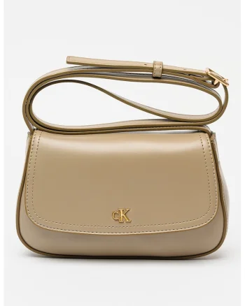 Geanta crossbody de piele ecologica cu bareta ajustabila, Maro taupe