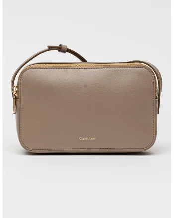 Geanta crossbody de piele ecologica cu bareta ajustabila Foil, Maro taupe