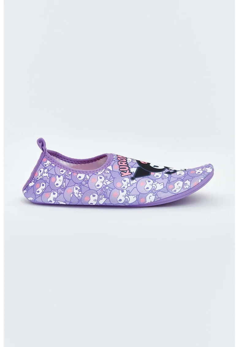 Pantofi slip-on cu imprimeu, pentru inot, Negru/Lila/Roz