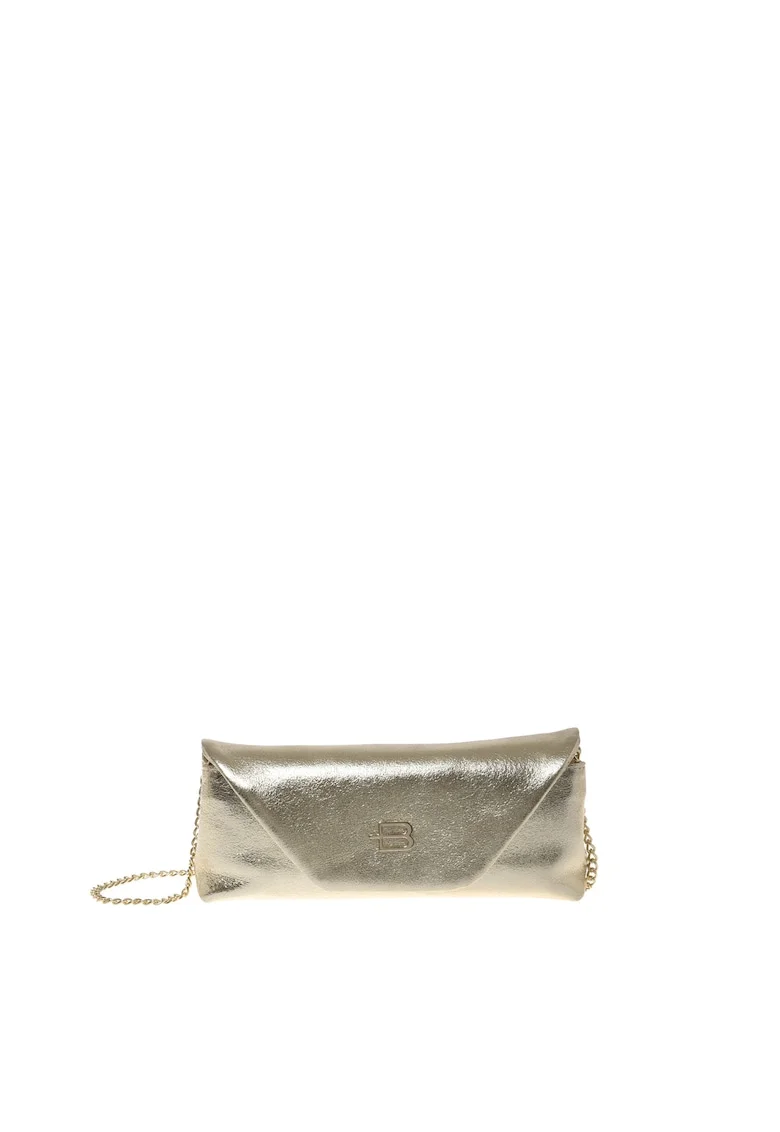 Geanta crossbody de piele metalizată, Auriu pal, 12x25x6
