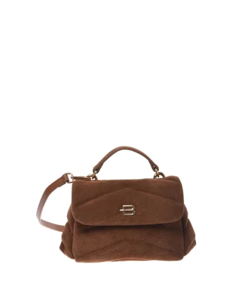 Geanta crossbody de piele intoarsa cu bareta detasabila, Maro