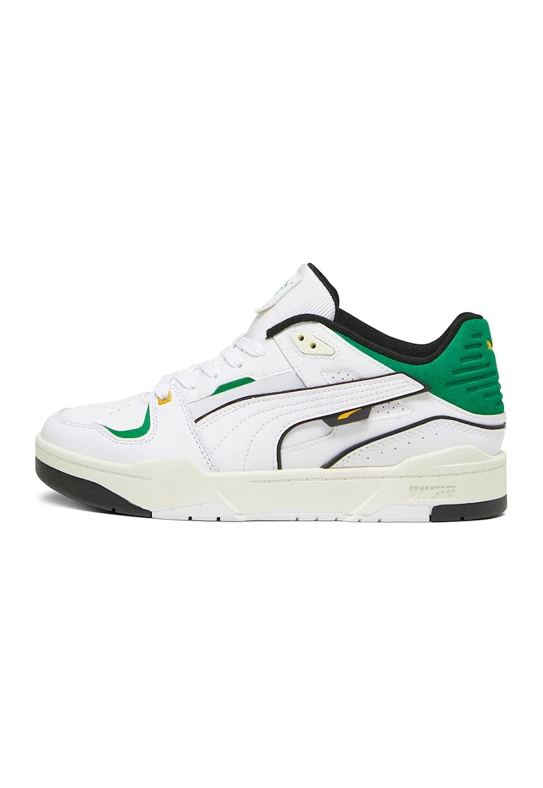 Pantofi sport de piele cu garnituri de piele intoarsa Slipstream Bball, Alb/Verde