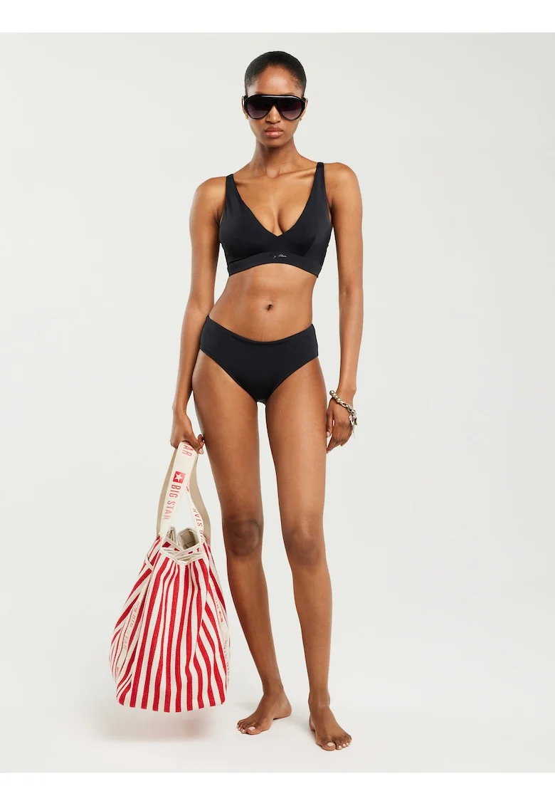 Slip de baie cu talie medie Morrasa, Negru,