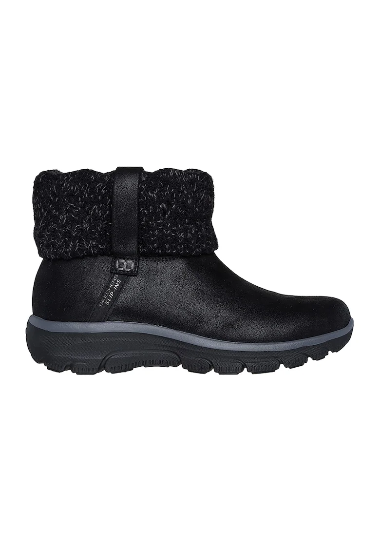 Cizme slip-ins de piele ecologica, Negru