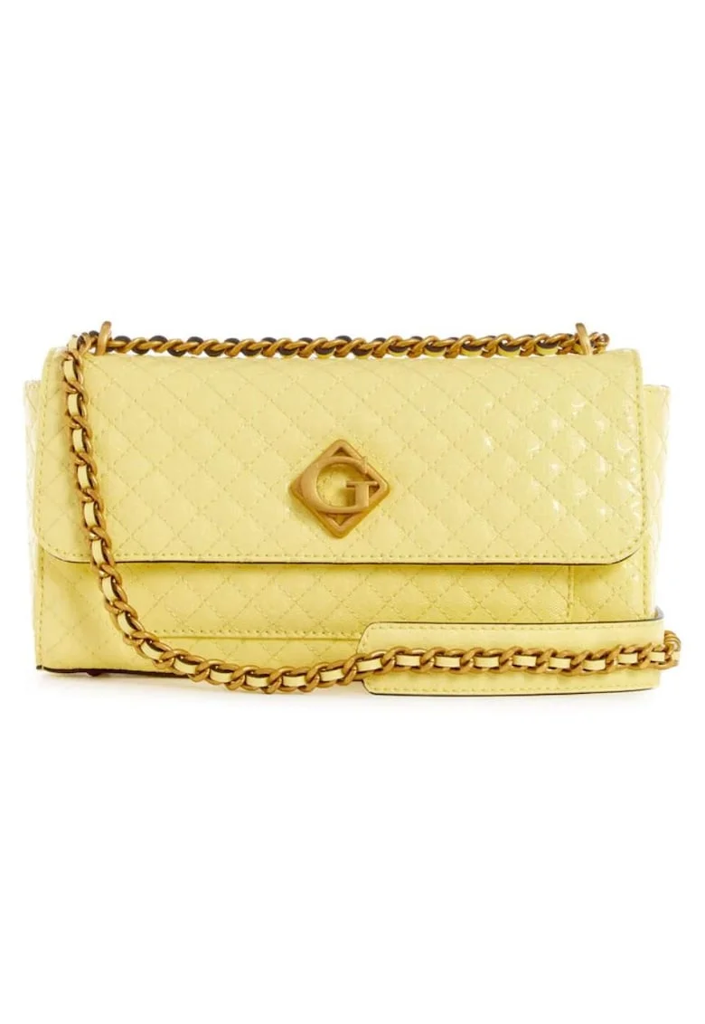 Geanta crossbody matlasata cu logo metalic