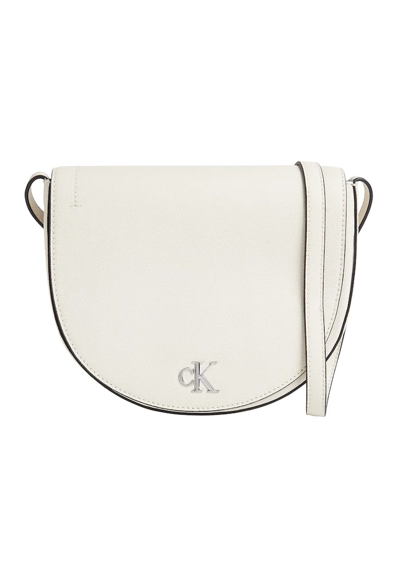 Geanta crossbody din piele ecologica Minimal, Negru stins/Alb murdar