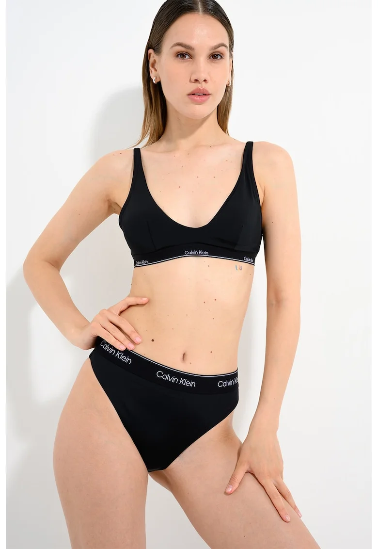 Bustiera de baie cu model monograma, Negru