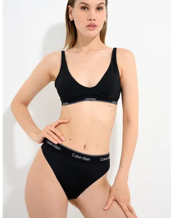 Bustiera de baie cu model monograma, Negru