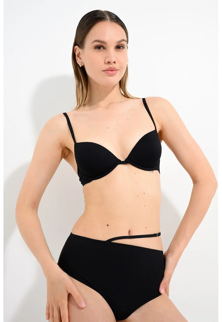 Sutien de baie cu model uni, Negru