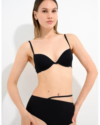 Sutien de baie cu model uni, Negru