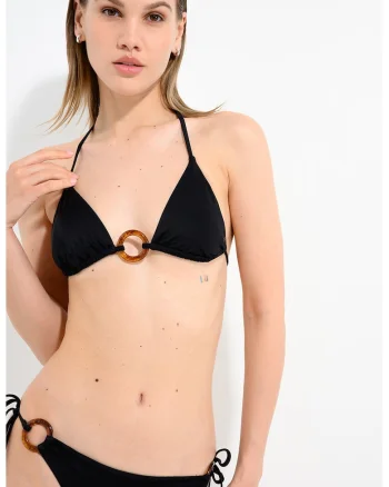 Sutien de baie cu cupe triunghiuare, Negru