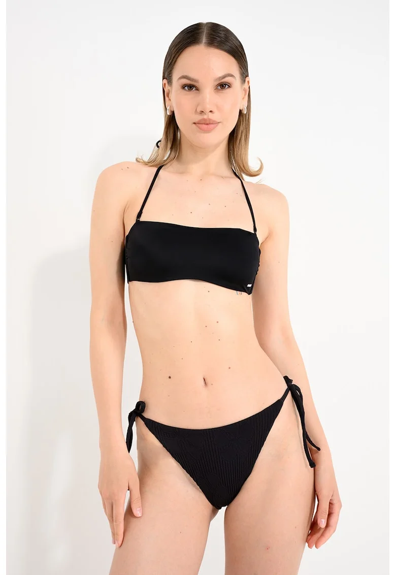 Slip brazilian cu snururi laterale, Negru