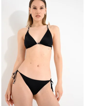 Slip de baie cu prinderi laterale Pure, Negru
