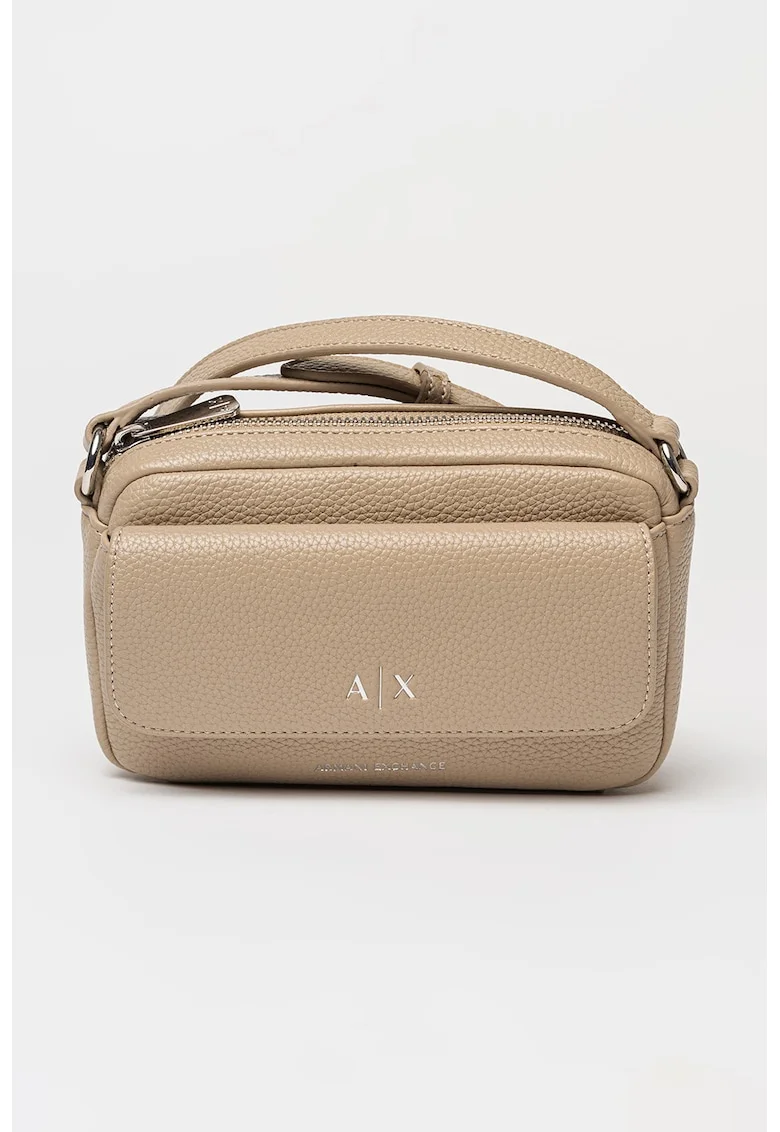 Geanta crossbody cu fermoar, Bej inchis
