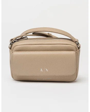 Geanta crossbody cu fermoar, Bej inchis