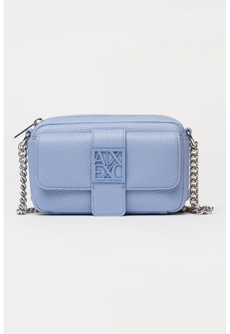 Geanta crossbody cu bareta din lant, Albastru azur