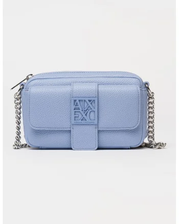 Geanta crossbody cu bareta din lant, Albastru azur