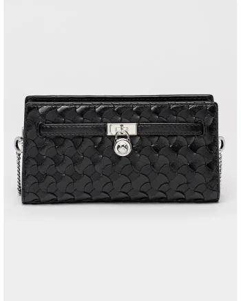Geanta crossbody din piele ecologica cu bareta din lant Hamilton, Negru