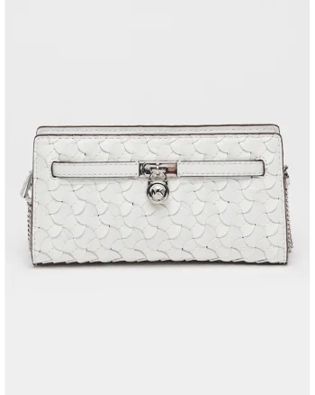Geanta crossbody din piele ecologica cu bareta din lant Hamilton, Alb