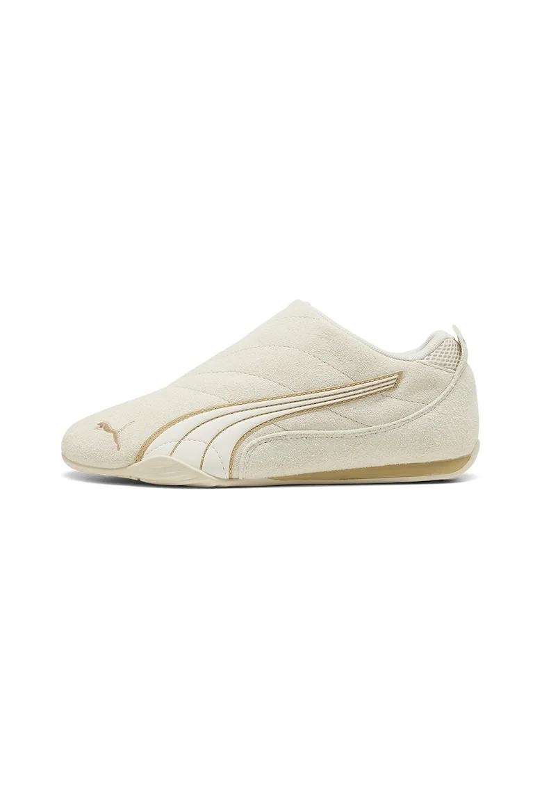 Pantofi sport Catch Soleil slip-on, Alb fildes/Maro nisip