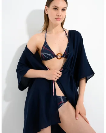 Sutien cu model grafic, Alb/Bleumarin