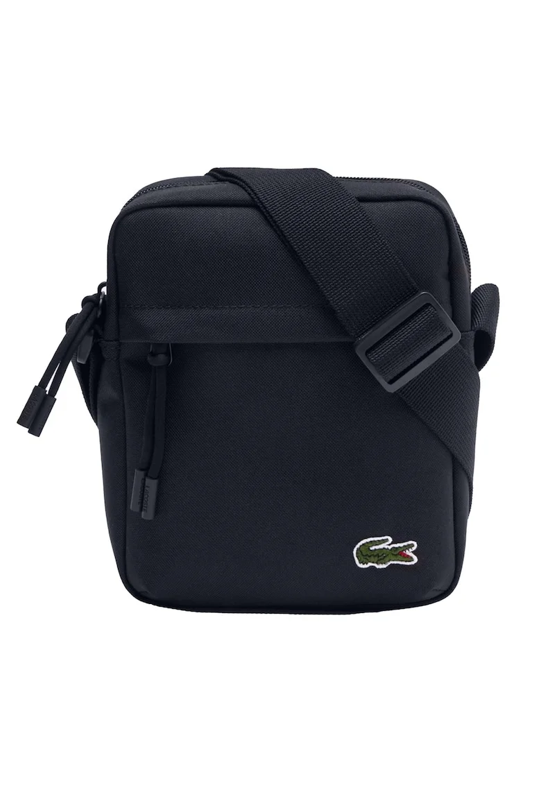 Geanta crossbody cu detaliu brodat si model unisex, Albastru inchis