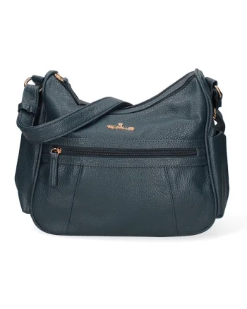 Geanta crossbody din piele ecologica cu buzunare exterioare cu fermoar Seraphina, Albastru