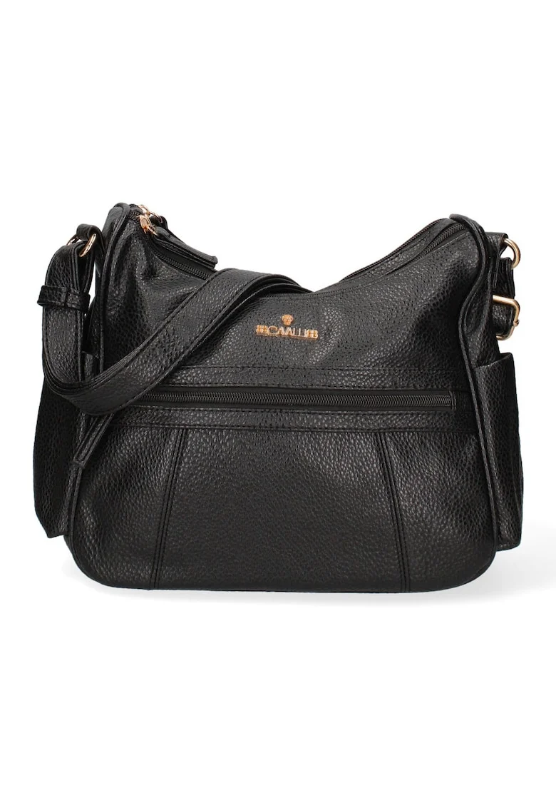 Geanta crossbody din piele ecologica cu buzunare exterioare cu fermoar Seraphina, Negru