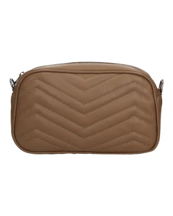 Geanta crossbody din piele, Maro taupe