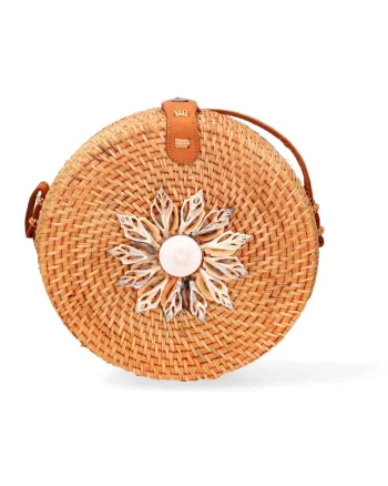 Geanta crossbody din paie, Maro