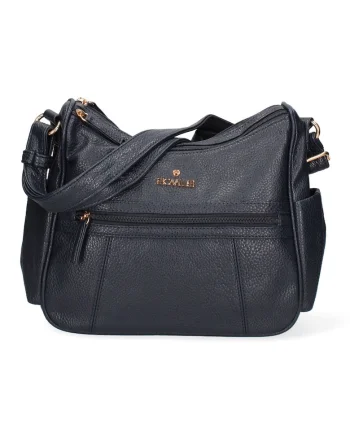Geanta crossbody din piele ecologica cu buzunare exterioare cu fermoar Seraphina, Albastru inchis