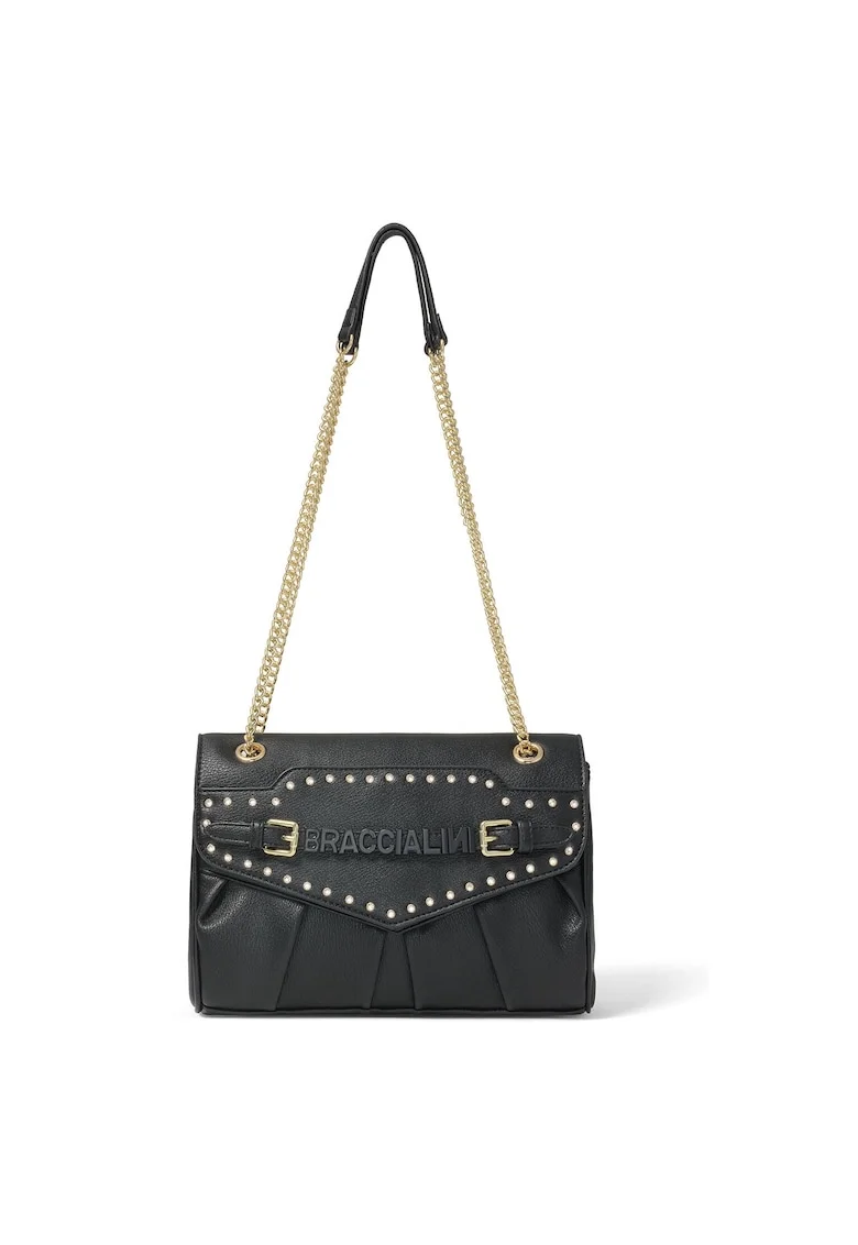Geanta crossbody din piele ecologica cu clapa 207965, Negru