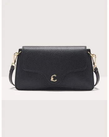 Geanta crossbody din piele cu clapa C-Me, Negru