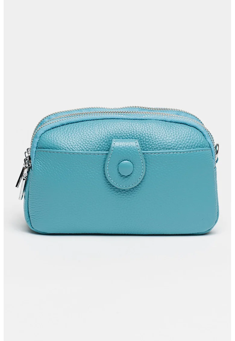 Geanta crossbody de piele, Albastru glaciar
