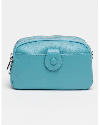 Geanta crossbody de piele, Albastru glaciar