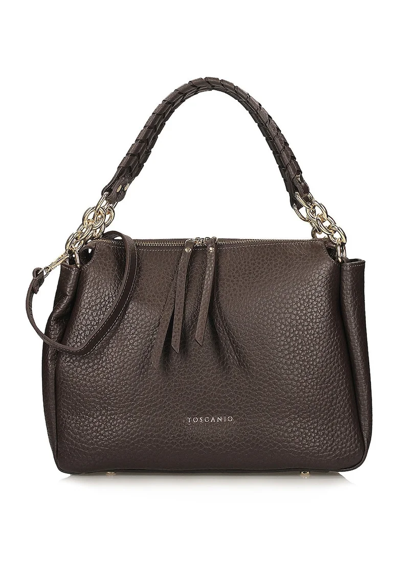 Geanta crossbody din piele, Maro inchis