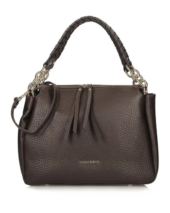 Geanta crossbody din piele, Maro inchis