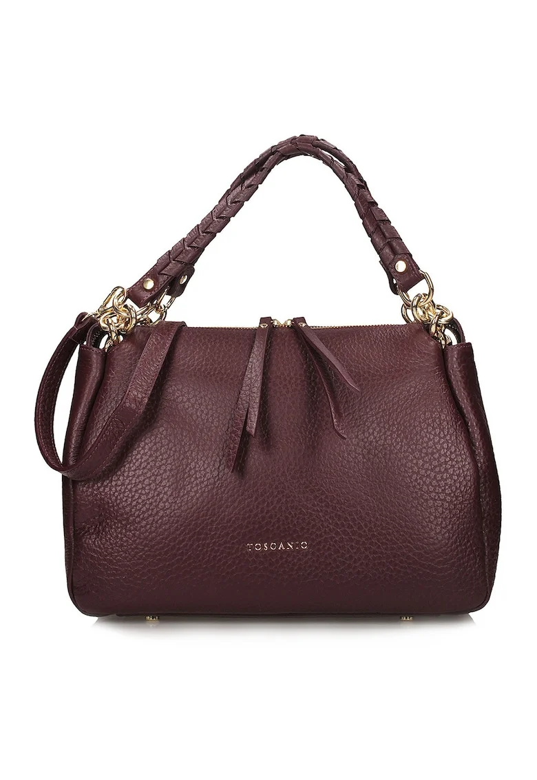 Geanta crossbody din piele, Visiniu